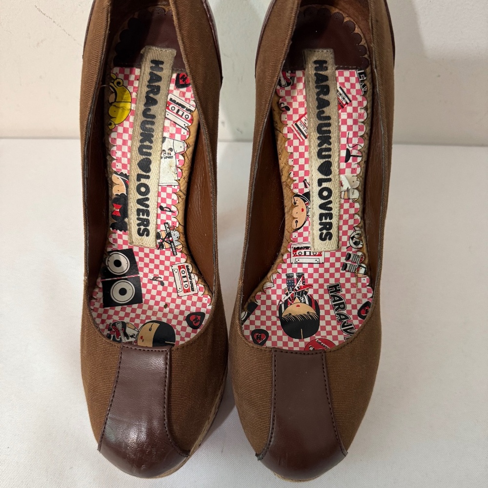 HARAJUKU LOVERS BROWN PLATFORM HEELS 8.5M